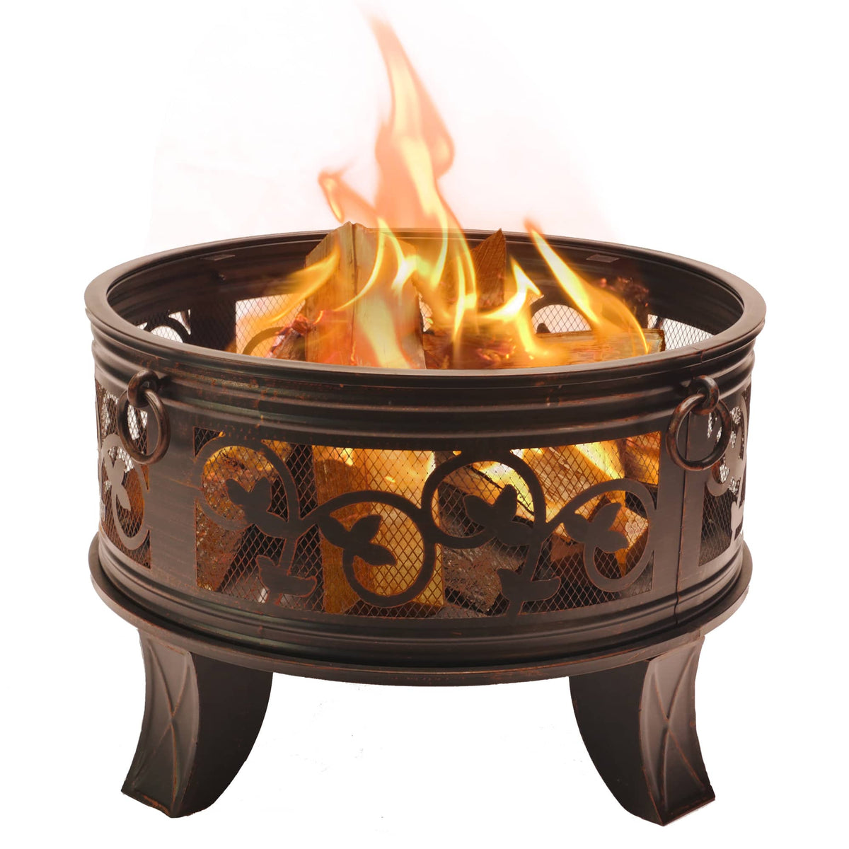 Bluegrass Living 26 Inch Cast Iron Deep Bowl Fire Pit with Cooking Gri