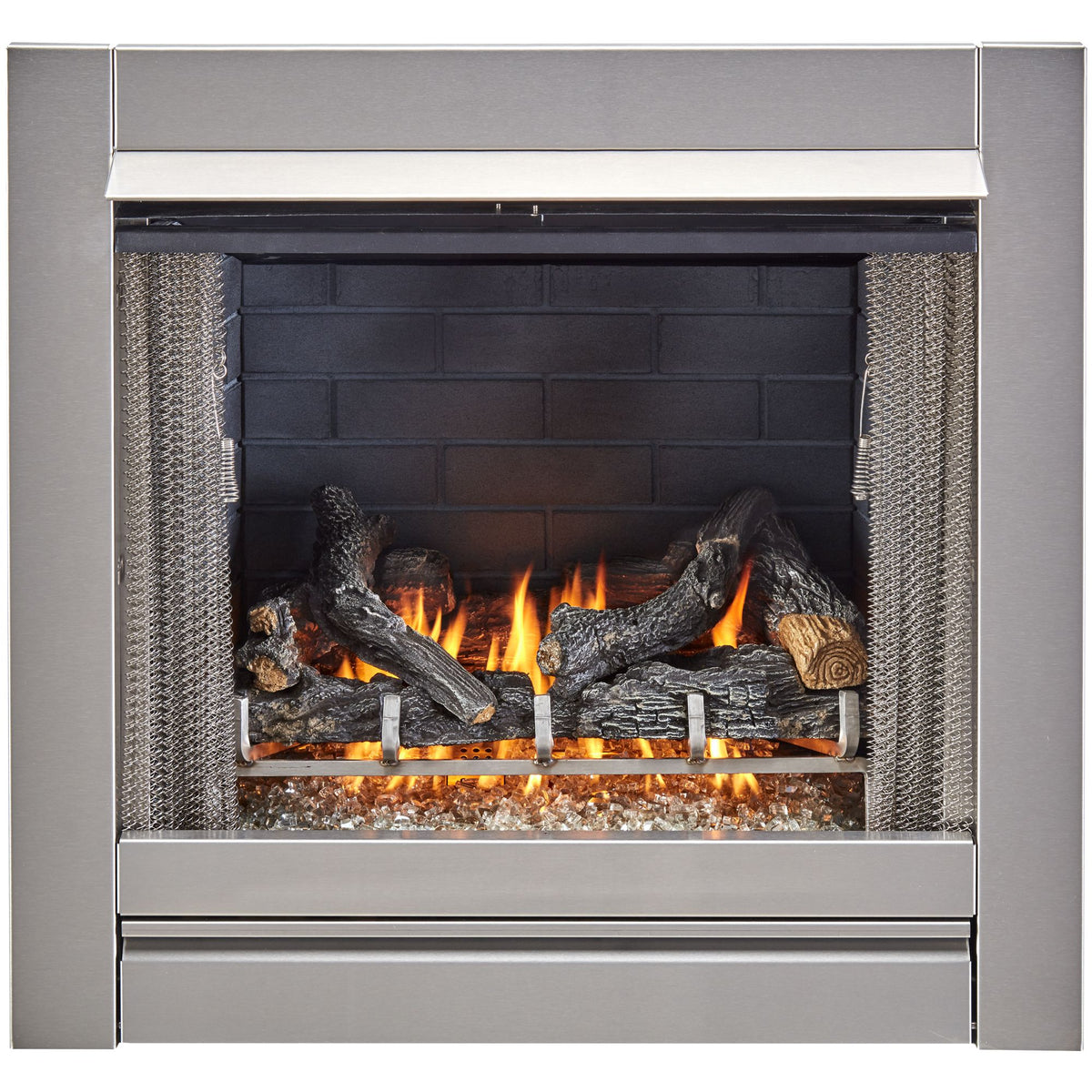 Bluegrass Living Outdoor Fireplace Insert With Concrete Log Set and Sl