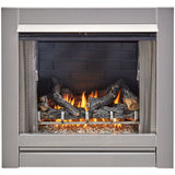 Bluegrass Living Outdoor Fireplace Insert With Concrete Log Set and Slate Gray Brick Fiber Liner - Model# BL450SS-L-SG
