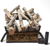 Bluegrass Living Vented Natural Gas or Propane Fireplace Log Set With Remote Control Kit - 18 in. Birch Wood, 45,000 BTU - Model# BVL18-2-RO