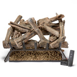 Bluegrass Living Vented Natural Gas or Propane Fireplace Log Set With Remote Control Kit - 24 in. Driftwood, 55,000 BTU - Model# BVL24-1-RO