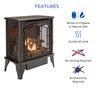 Bluegrass Living Panorama Vent Free Dual Fuel 3-Sided Gas Stove - 23,000 BTU, Remote Control, Black Finish - Model# BTSD23RT