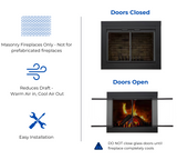 Bluegrass Living Harland Fireplace Glass Doors With Screen, Large - Model# HLFD-LG