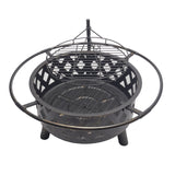 Bluegrass Living 30 Inch. Roadhouse Steel Deep Bowl Fire Pit with Swivel Height Adjustable Cooking Grid, Weather Cover, Spark Screen, Log Grate, Ember Catcher, and Poker, Model# BFPW30RH