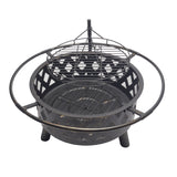 Bluegrass Living 30 Inch. Roadhouse Steel Deep Bowl Fire Pit with Swivel Height Adjustable Cooking Grid, Weather Cover, Spark Screen, Log Grate, Ember Catcher, and Poker, Model# BFPW30RH