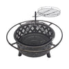 Bluegrass Living 30 Inch. Roadhouse Steel Deep Bowl Fire Pit with Swivel Height Adjustable Cooking Grid, Weather Cover, Spark Screen, Log Grate, Ember Catcher, and Poker, Model# BFPW30RH