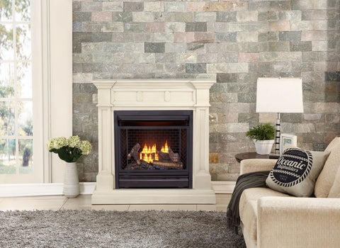 Bluegrass Living Vent Free Propane Gas Fireplace System - 26,000 BTU, Remote Control, Antique White Finish - Model# B300RTP-2-AW