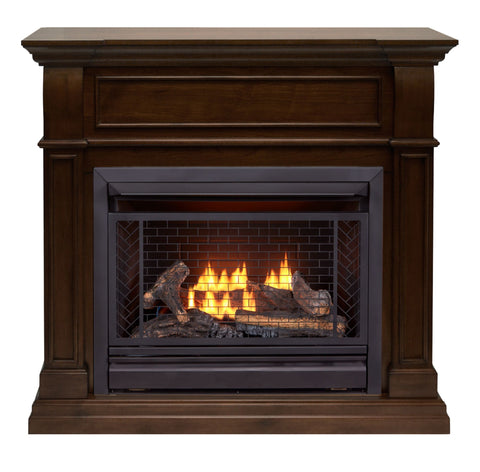 Bluegrass Living Vent Free Natural Gas Fireplace System - 26,000 BTU, Remote Control, Walnut Finish - Model# B300RTN-4-W