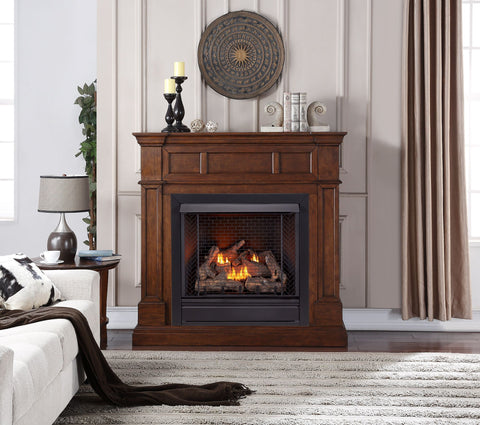 Bluegrass Living Vent Free Propane Gas Fireplace System - 32,000 BTU, Remote Control, Walnut Finish - Model# B500RTP-2-WN