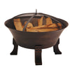 Bluegrass Living 26 Inch Cast Iron Deep Bowl Fire Pit with Cooking Grid, Weather Cover, Spark Screen, and Poker - Model# BFPW26D-CC
