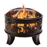 Bluegrass Living 26 Inch Steel Deep Bowl Fire Pit with Cooking Grid, Weather Cover, Spark Screen, and Poker - Model# BFPW26W-CC