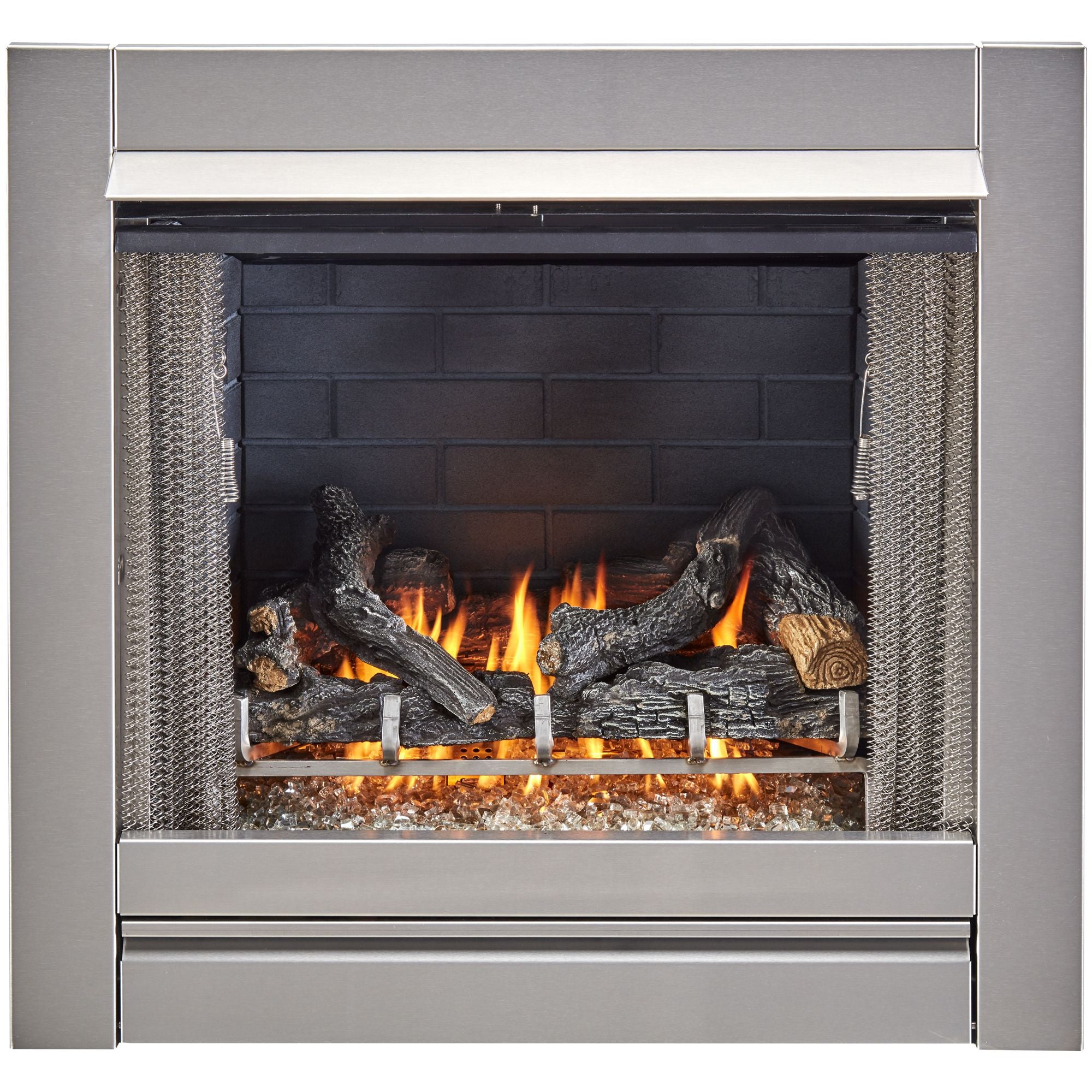 Bluegrass Living Outdoor Fireplace Insert With Concrete Log Set and Sl