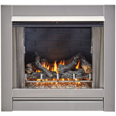 Bluegrass Living Outdoor Fireplace Insert With Concrete Log Set and Sl