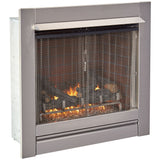 Bluegrass Living Outdoor Fireplace Insert With Concrete Log Set and Vintage Red Brick Fiber Liner - Model# BL450SS-L-VR