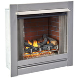 Bluegrass Living Outdoor Fireplace Insert With Concrete Log Set and Vintage Red Brick Fiber Liner - Model# BL450SS-L-VR