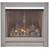 Bluegrass Living Outdoor Fireplace Insert With Concrete Log Set and Vintage Red Brick Fiber Liner - Model# BL450SS-L-VR