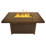Bluegrass Living 52 Inch Outdoor Rectangular Aluminum 50,000 BTU Propane Fire Pit Table with Glass Wind Guard, Fabric Cover, Crystal Glass Beads - Model# GN1Q121S
