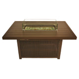Bluegrass Living 52 Inch Outdoor Rectangular Aluminum 50,000 BTU Propane Fire Pit Table with Glass Wind Guard, Fabric Cover, Crystal Glass Beads - Model# GN1Q121S