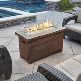 Bluegrass Living 42 Inch x 20 Inch Barnyard Rectangular MGO Propane Fire Pit Table with Glass Beads and Cover - Model# HF42603