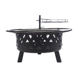 Bluegrass Living 30 Inch. Roadhouse Steel Deep Bowl Fire Pit with Swivel Height Adjustable Cooking Grid, Weather Cover, Spark Screen, Log Grate, Ember Catcher, and Poker, Model# BFPW30RH